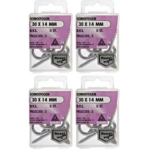 Deltafix Schroefogen - 20x - verzinkt metaal - 30 x 14 mm - ijzerwaren bevestigsmaterialen