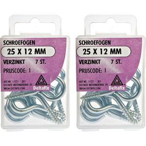 Deltafix Schroefogen - 14x - verzinkt metaal - 25 x 12 mm - ijzerwaren