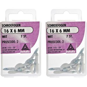 Deltafix Schroefogen - 14x - verzinkt metaal - wit - 16 x 6 mm - ijzerwaren