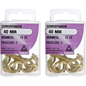 Deltafix Schroefhaken - 22x - Vermessingd Metaal - 40 Mm - Ijzerwaren Bevestigsmaterialen