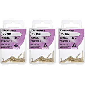 Deltafix Schroefduimen - 30x - vermessingd metaal - 25 mm - ijzerwaren bevestigsmaterialen