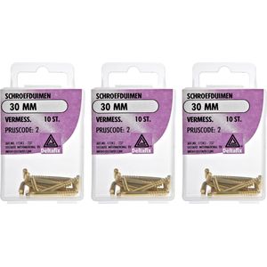 Deltafix Schroefduimen - 30x - vermessingd metaal - 30 mm - ijzerwaren - Schroefduimen