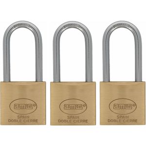 Hangslot met 2 sleutels - 3x - 40 mm - messing - kofferslot - Hangsloten