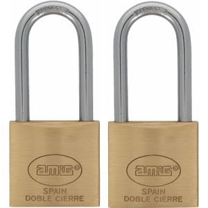 Hangslot met 2 sleutels - 2x - 20 mm - messing - kofferslot - Hangsloten