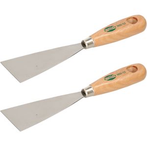 Amig Plamuurmes - 2x - werkbreedte 60 mm - roestvrij staal - houten greep