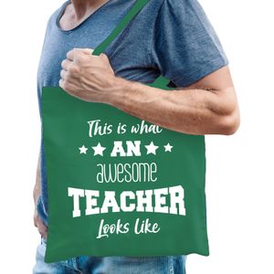 Bellatio Decorations cadeau tas meester - katoen - groen -This is what an awesome teacher looks like