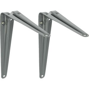 AMIG Plankdrager/planksteun van metaal - 2x - gelakt grijs - H175 x B150 mm