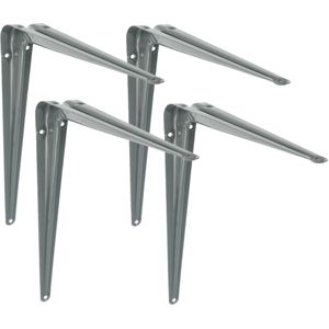 AMIG Plankdrager/planksteun van metaal - 4x - gelakt grijs - H300 x B250 mm - Plankdragers