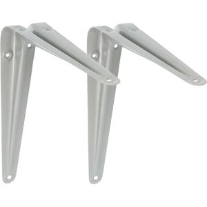 AMIG Plankdrager/planksteun van metaal - 2x - gelakt zilver - H175 x B150 mm