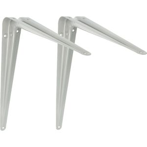 AMIG Plankdrager/planksteun van metaal - 2x - gelakt zilver - H300 x B250 mm