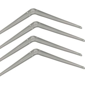 AMIG Plankdrager/planksteun van metaal - 4x - gelakt zilver - H400 x B350 mm - Plankdragers