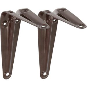 AMIG Plankdrager/planksteun van metaal - 2x - gelakt bruin - 150 x 125 mm - Plankdragers