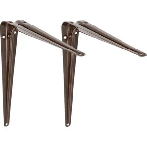 AMIG Plankdrager/planksteun van metaal - 2x - gelakt bruin - H350 x B300 mm