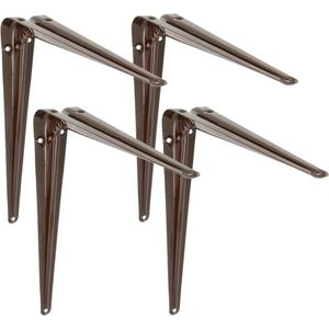 AMIG Plankdrager/planksteun van metaal - 4x - gelakt bruin - H350 x B300 mm - Plankdragers