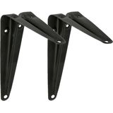 AMIG Plankdrager/planksteun van metaal - 2x - gelakt zwart - 150 x 125 mm