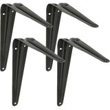 AMIG Plankdrager/planksteun van metaal - 4x - gelakt zwart - H175 x B150 mm