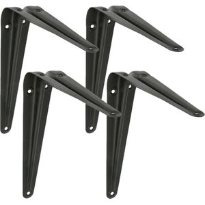 AMIG Plankdrager/planksteun van metaal - 4x - gelakt zwart - H200 x B150 mm