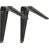AMIG Plankdrager/planksteun van metaal - 2x - gelakt zwart - H250 x B200 mm