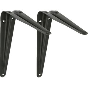 AMIG Plankdrager/planksteun van metaal - 2x - gelakt zwart - H250 x B200 mm