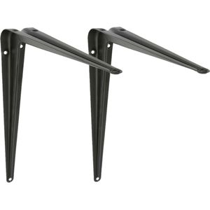 AMIG Plankdrager/planksteun van metaal - 2x - gelakt zwart - H350 x B300 mm - Plankdragers