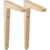 AMIG Plankdrager/planksteun van hout - 2x - lichtbruin - H300 x B200 mm - boekenplank steunen
