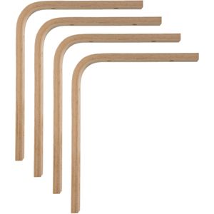 AMIG Plankdrager/planksteun van hout - 4x - lichtbruin - H200 x B150 mm - boekenplank steunen