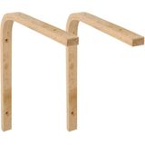 AMIG Plankdrager/planksteun van hout - 2x - lichtbruin - H250 x B100 mm - boekenplank steunen