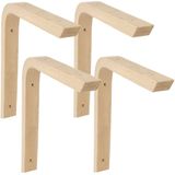 AMIG Plankdrager/planksteun van hout - 4x - lichtbruin - H250 x B200 mm - boekenplank steunen