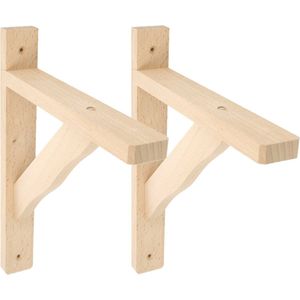 AMIG Plankdrager/planksteun van hout - 2x - lichtbruin - H280 x B230 mm - Tot 95 kg