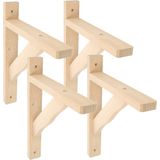 AMIG Plankdrager/planksteun van hout - 4x - lichtbruin - H320 x B280 mm - Tot 105 kg - Plankdragers