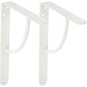 AMIG Plankdrager/planksteun van metaal - 2x - gelakt wit - H150 x B125 mm - boekenplank steunen - tot 110 kg