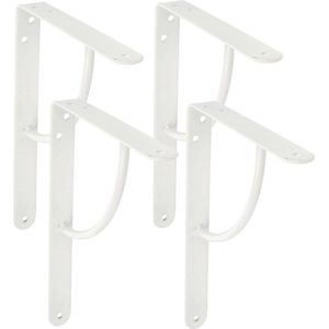 AMIG Plankdrager/planksteun van metaal - 4x - gelakt wit - H150 x B125 mm - Tot 110 kg - Plankdragers