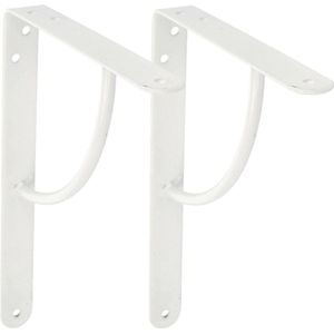 AMIG Plankdrager/planksteun van metaal - 2x - gelakt wit - H200 x B150 mm - Tot 105 kg - Plankdragers