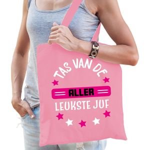 Bellatio Decorations cadeau tas juf - roze/fuchsia roze - 42 x 38 cm - Tas van de aller leukste juf