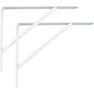 AMIG Plankdrager/steun/beugel Spiraal - 2x - metaal - wit - H150 x B125 mm - Tot 300 kg - Plankdragers