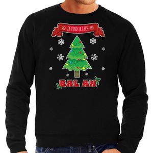 Bellatio Decorations foute Kersttrui/sweater heren - ik vind er geen bal aan - zwart - kerstfeest L