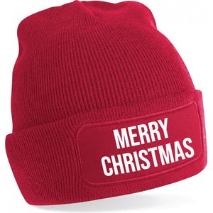 Bellatio Decorations kerst muts - Merry Christmas - rood - one size - unisex - Kerstmuts