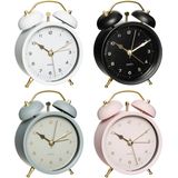 Atmosphera tafelklok Gaston - zwart - dia 10 cm - metaal/glas - rond - klassiek/chic wekker model