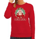Bellatio Decorations - Foute Kersttrui - Rood - Zendeer Buddha - Dames