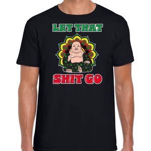 Bellatio Decorations foute party t-shirt heren - boeddha wiet - zwart - carnaval themafeest outfit