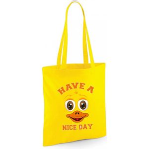 Schoudertas meisjes - eend - geel - have a nice day - 42 x 38 cm - shopper/tote bag - Shoppers