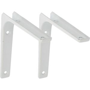 AMIG Plankdrager/planksteun van metaal - 2x - gelakt wit - H150 x B200 mm - boekenplank steunen