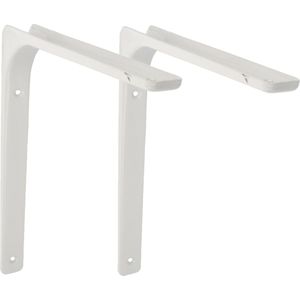 AMIG Plankdrager/planksteun van metaal - 2x - gelakt wit - H250 x B350 mm - boekenplank steunen