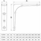 AMIG Plankdrager/planksteun van metaal - 4x - gelakt wit - H250 x B350 mm - boekenplank steunen
