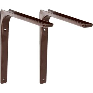 AMIG Plankdrager/planksteun van metaal - 2x - gelakt bruin - H250 x B350 mm - Plankdragers