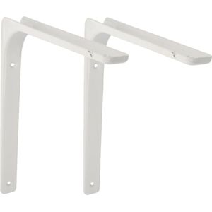 AMIG Plankdrager/planksteun van metaal - 2x - gelakt wit - H200 x B250 mm - boekenplank steunen