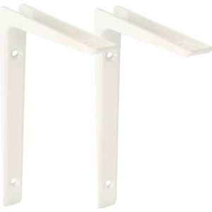 AMIG Plankdrager/planksteun - 2x - aluminium - gelakt wit - H200 x B150 mm - boekenplank steunen