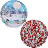Kerst borden - 2x st - 26 cm - metaal - kerst thema - kerstservies kerst bordjes