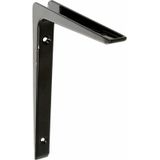 AMIG Plankdrager/planksteun - 2x - aluminium - gelakt zwart - H200 x B150 mm - boekenplank steunen