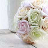 Decoratie roosjes foam - 2x - bosje van 7 st - lichtroze - Dia 6 cm - hobby/DIY bloemetjes - Hobbydecoratieobject